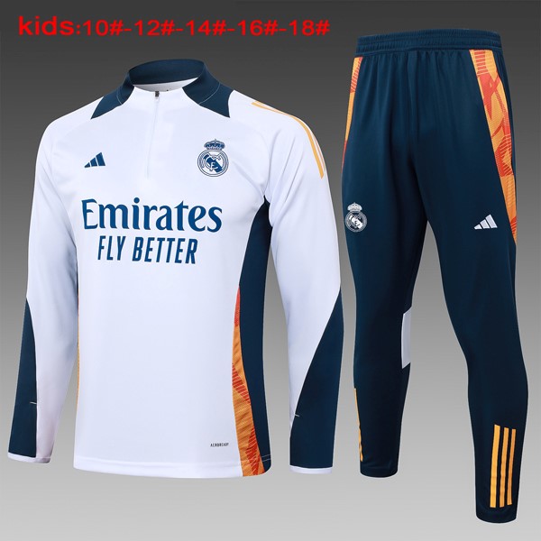 Bambino Felpa Allenamento Real Madrid 24/25 Bianco Blu 3